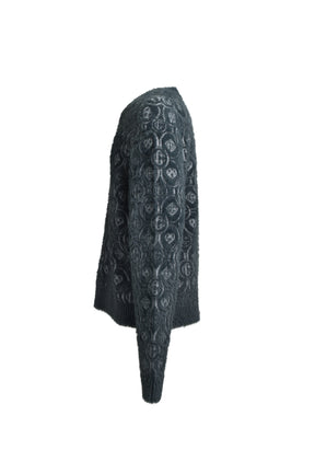 FLUFFY MONOGRAM CREW NECK / GRY