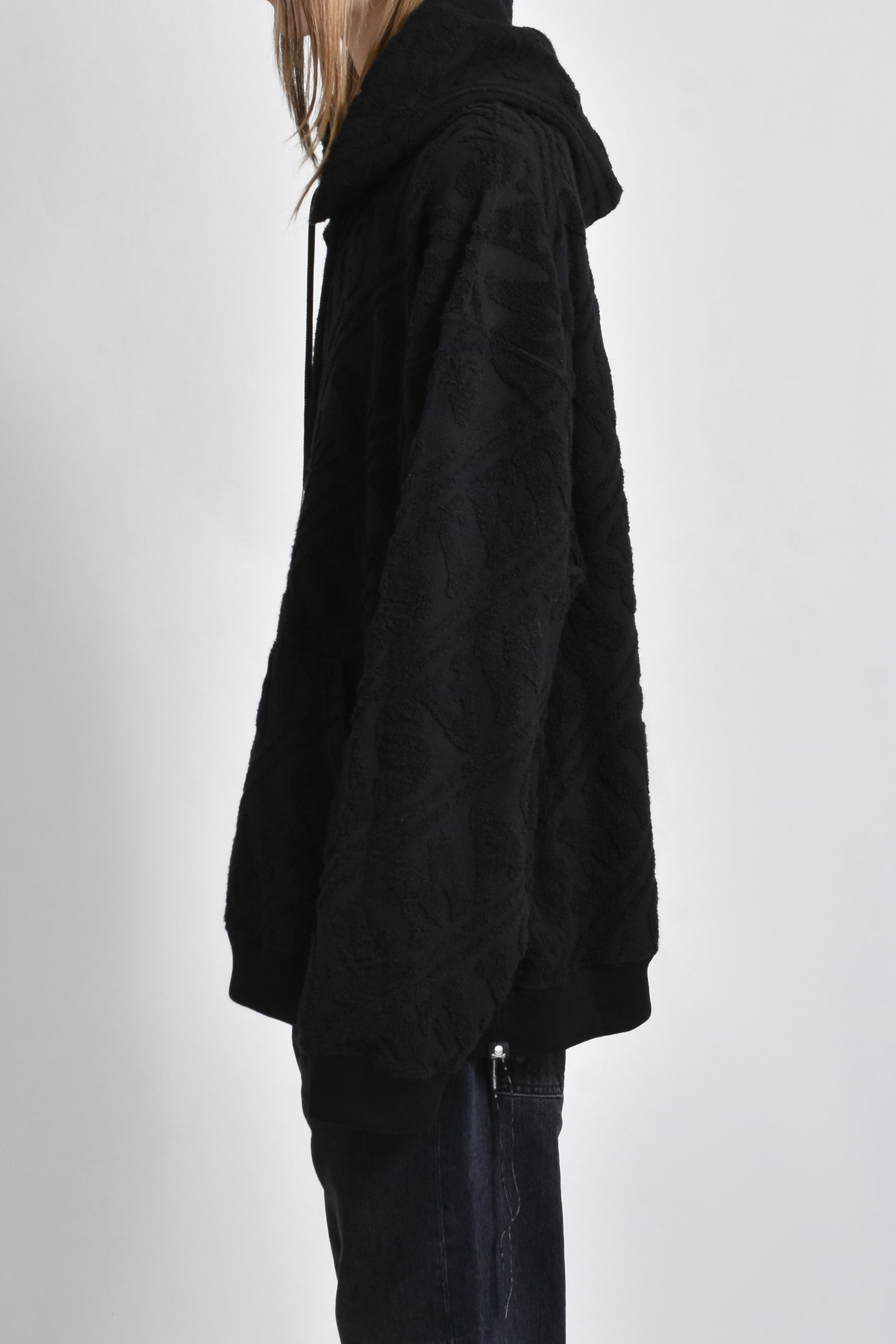 PILE JAQUARD HOODIE / BLK