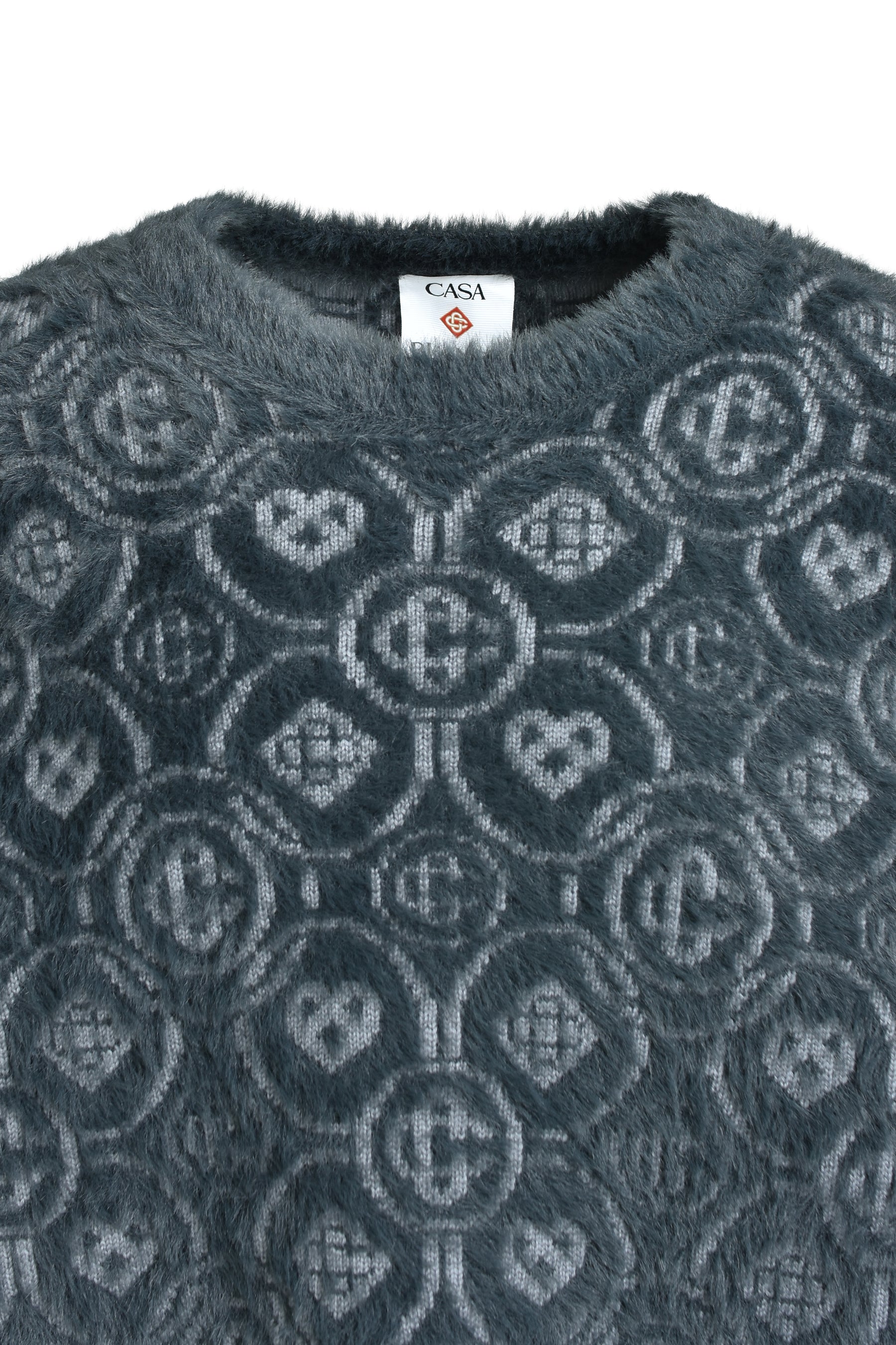FLUFFY MONOGRAM CREW NECK / GRY
