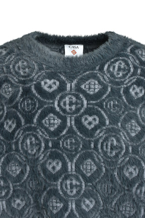 FLUFFY MONOGRAM CREW NECK / GRY