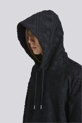 PILE JAQUARD HOODIE / BLK