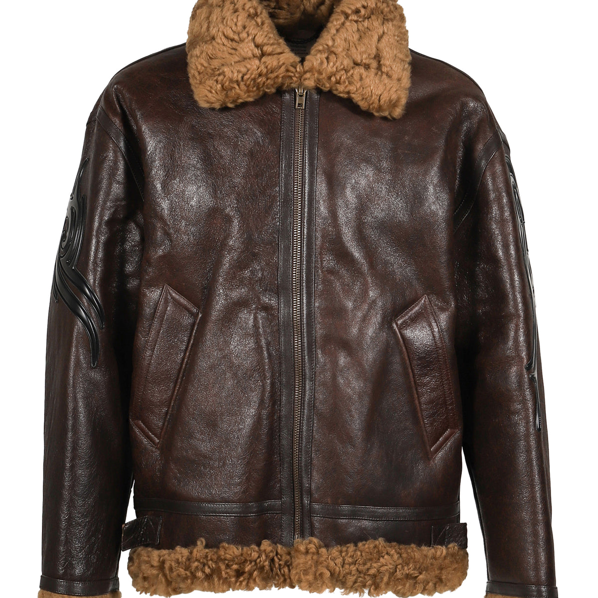 VETEMENTS FW25 TRIBAL SHEARLING JACKET / BRW - NUBIAN
