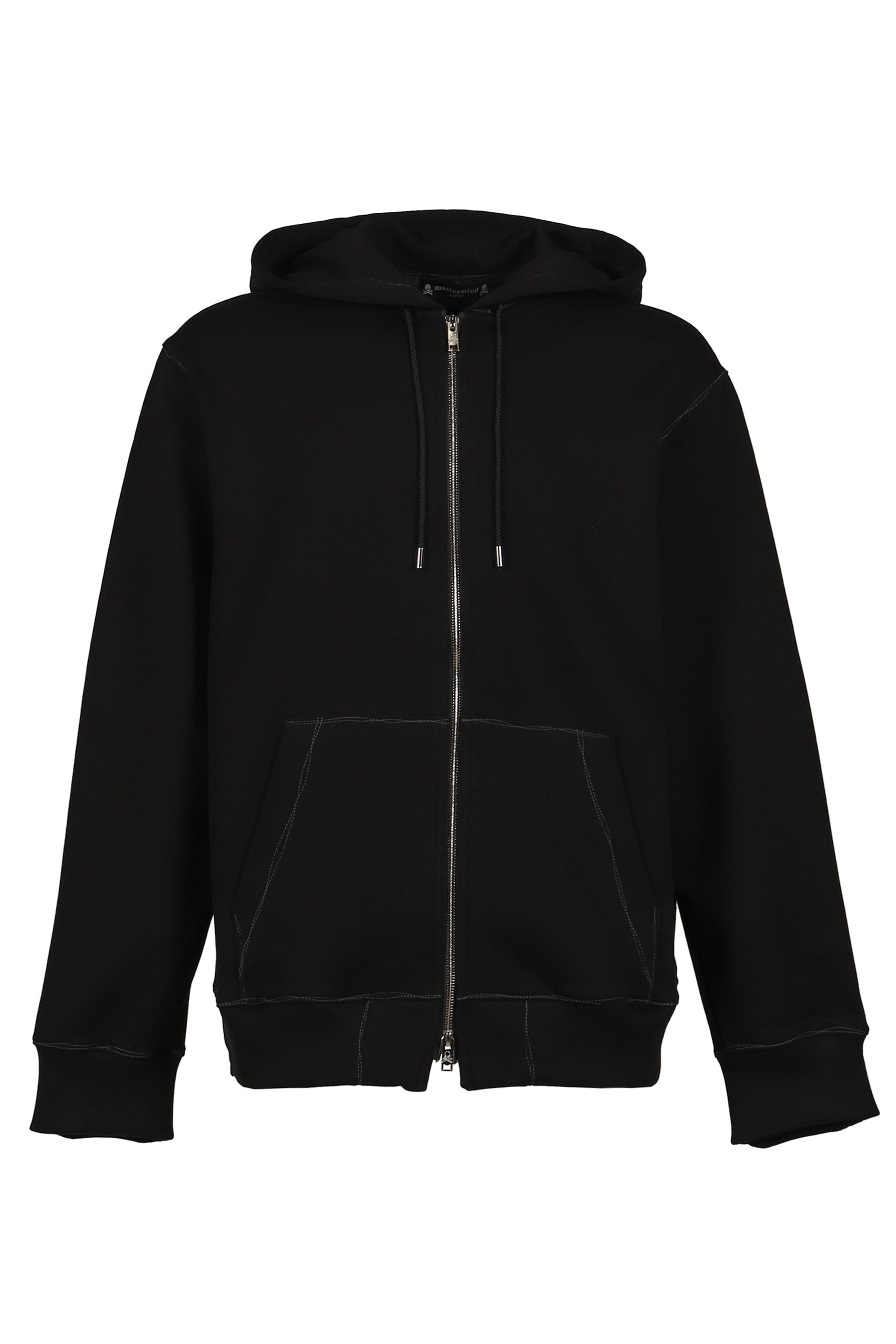 STITCHED ZIP-UP HOODIE / BLK