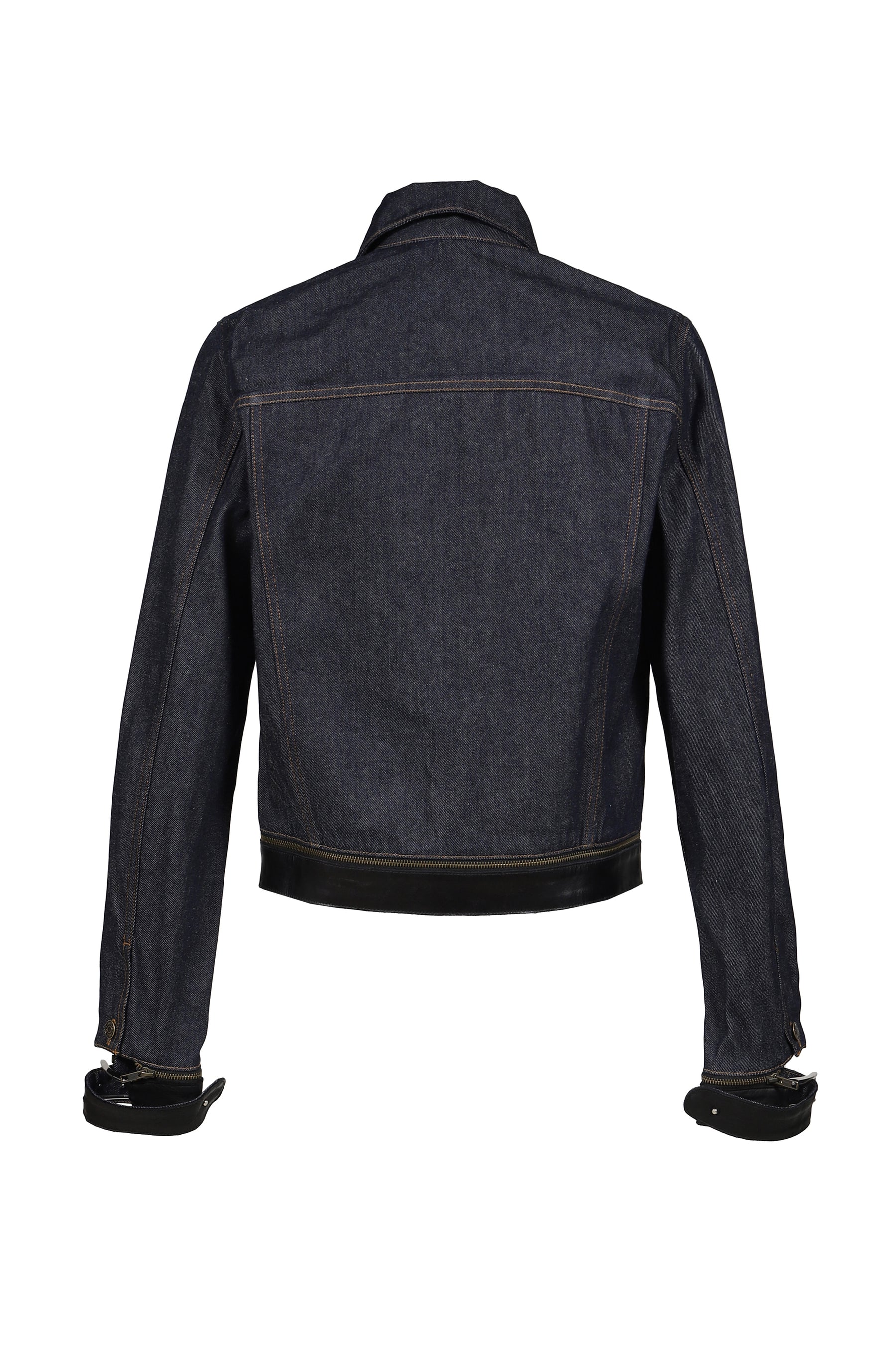 LEATHER STRAP DENIM JACKET / THICK DENIM 12OZ RAW DENIM