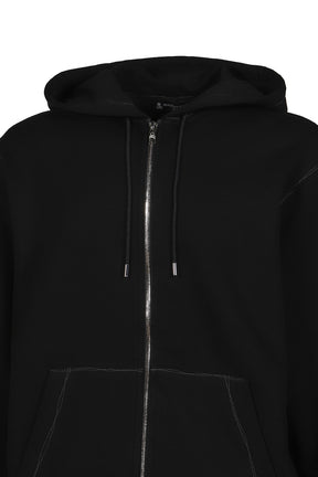 STITCHED ZIP-UP HOODIE / BLACK 