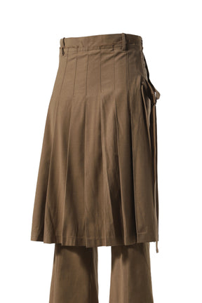 MIDI PLEATED SKIRT TROUSERS / VINTAGE BRW