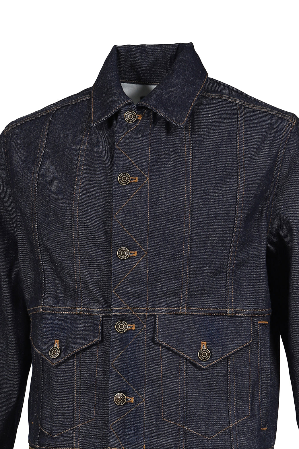 LEATHER STRAP DENIM JACKET / THICK DENIM 12OZ RAW DENIM