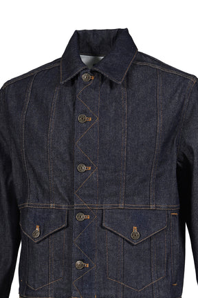 LEATHER STRAP DENIM JACKET / THICK DENIM 12OZ RAW DENIM