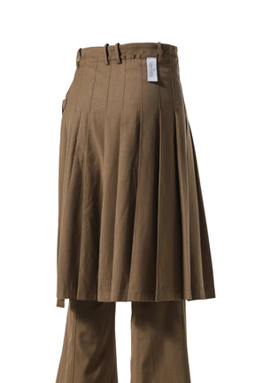 MIDI PLEATED SKIRT TROUSERS / VINTAGE BRW