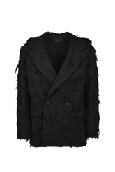 BORO JACQUARD HOODED BLAZER / BLK