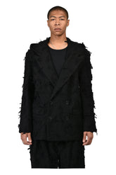 BORO JACQUARD HOODED BLAZER / BLK