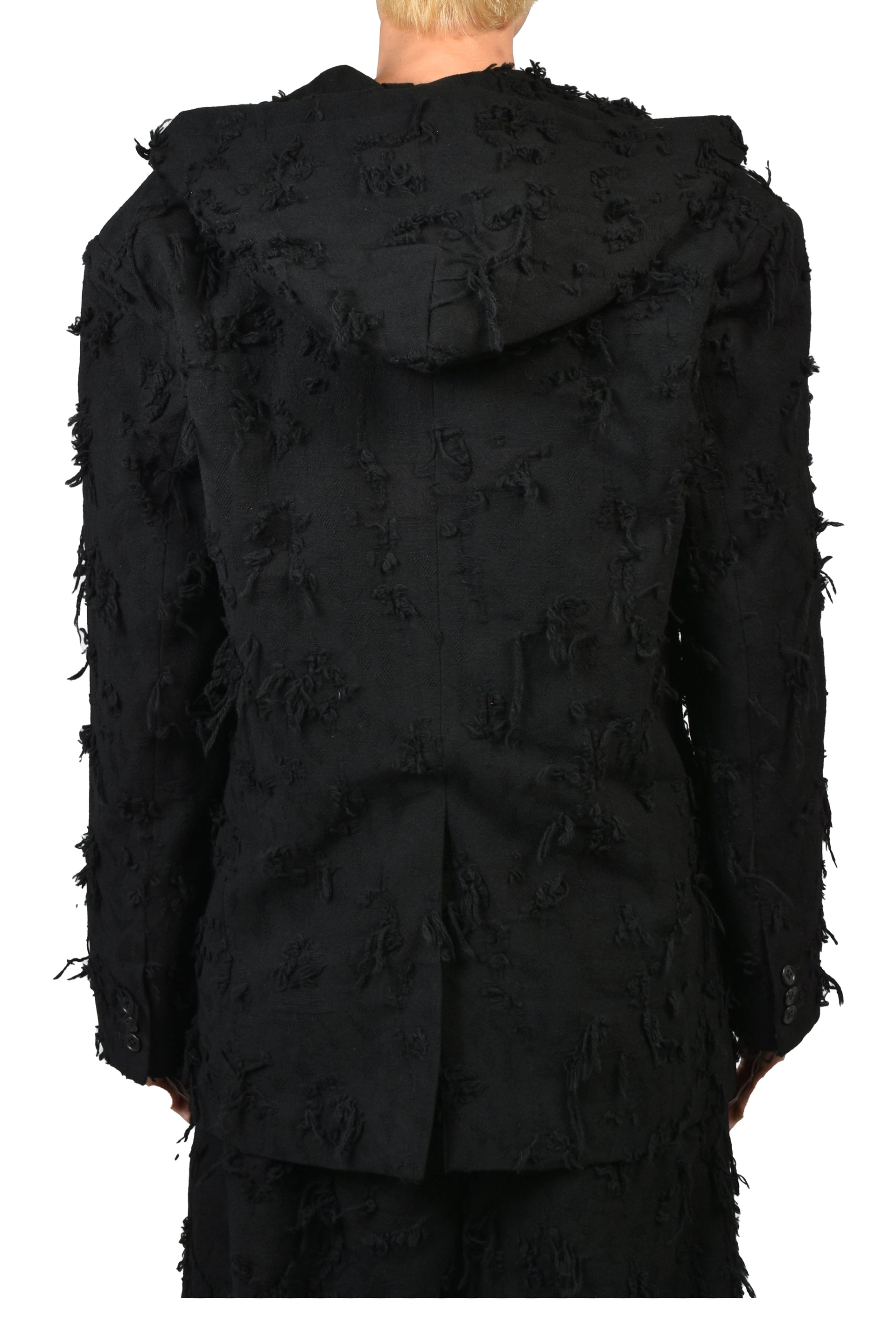 BORO JACQUARD HOODED BLAZER / BLK