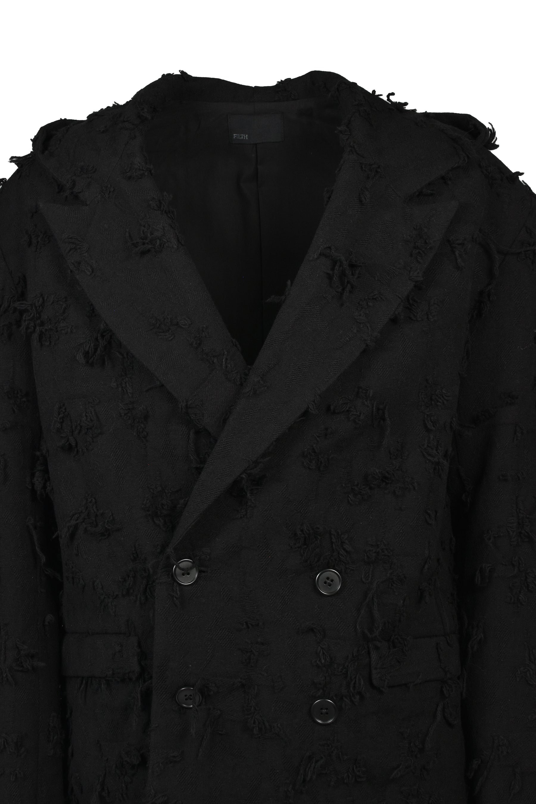 BORO JACQUARD HOODED BLAZER / BLK
