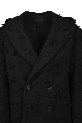BORO JACQUARD HOODED BLAZER / BLK