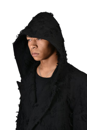 BORO JACQUARD HOODED BLAZER / BLK