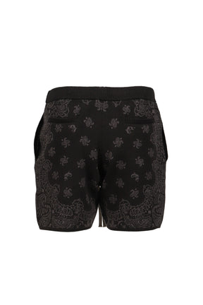 PAISLEY KNIT SHORTS / BLK