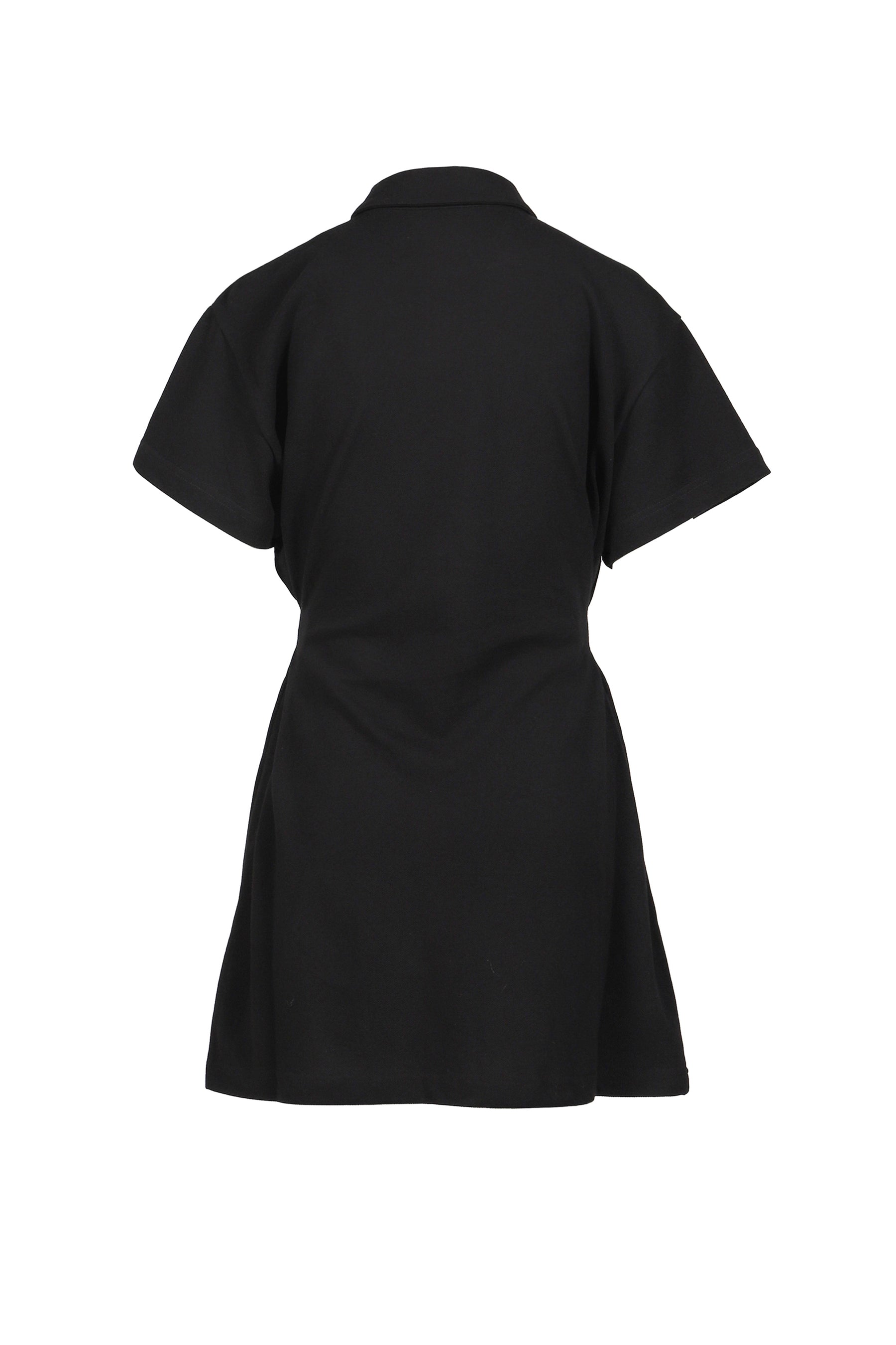 SIDE PLEATED POLO DRESS / BLK