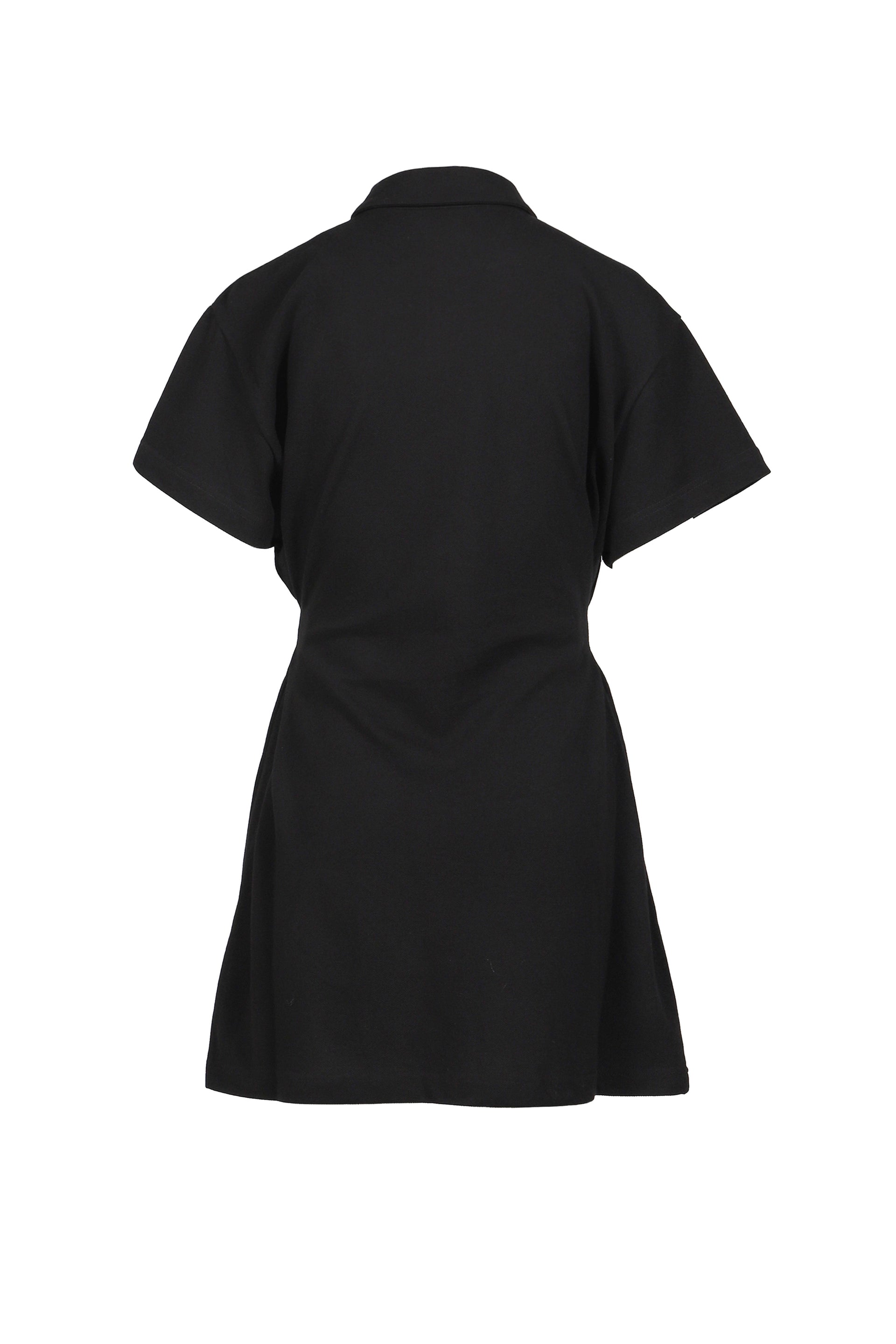 SIDE PLEATED POLO DRESS / BLK