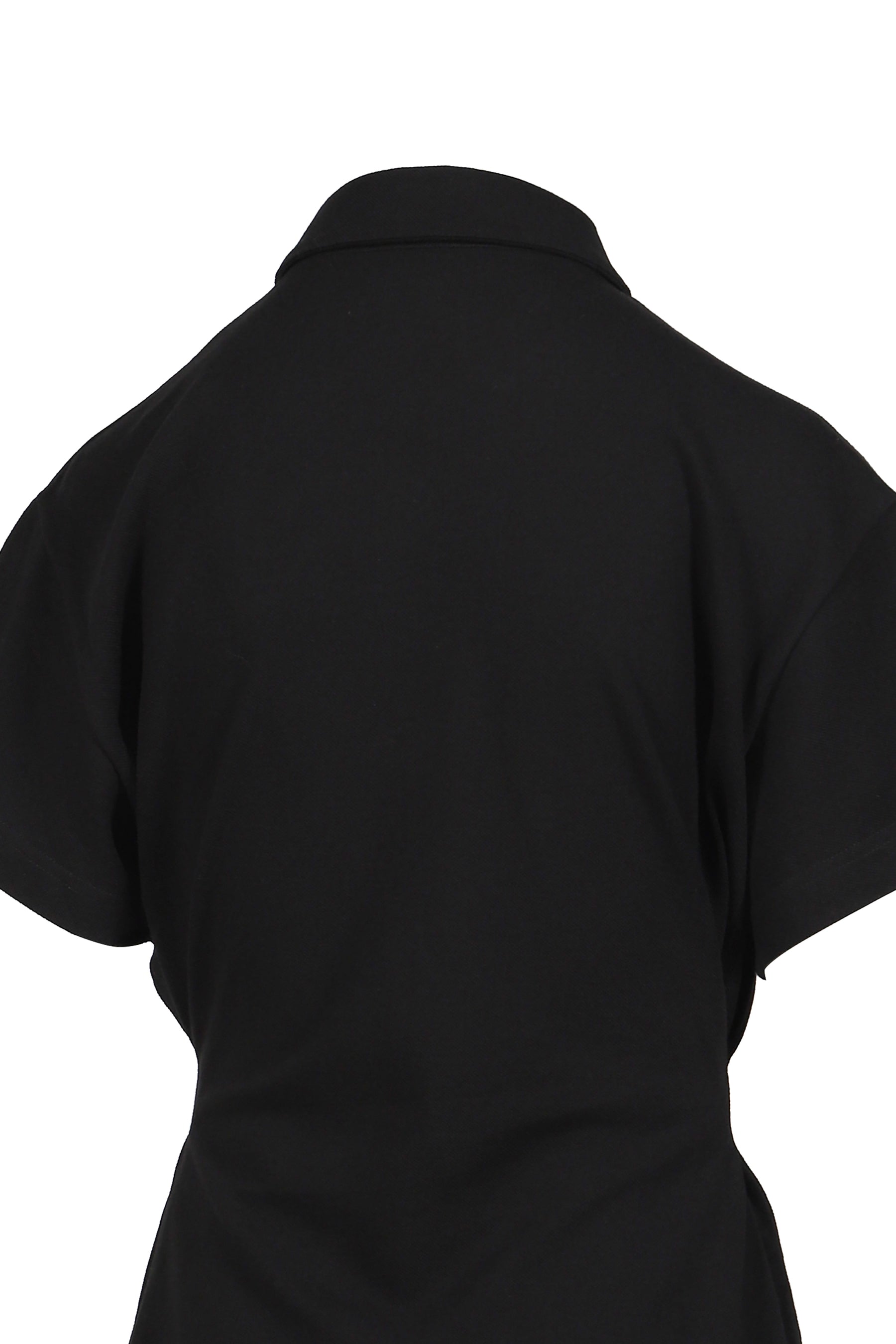 SIDE PLEATED POLO DRESS / BLK