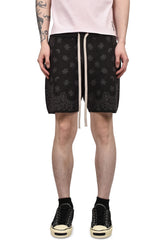 PAISLEY KNIT SHORTS / BLK