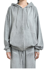 VELOUR BOX HOODIE / GRY
