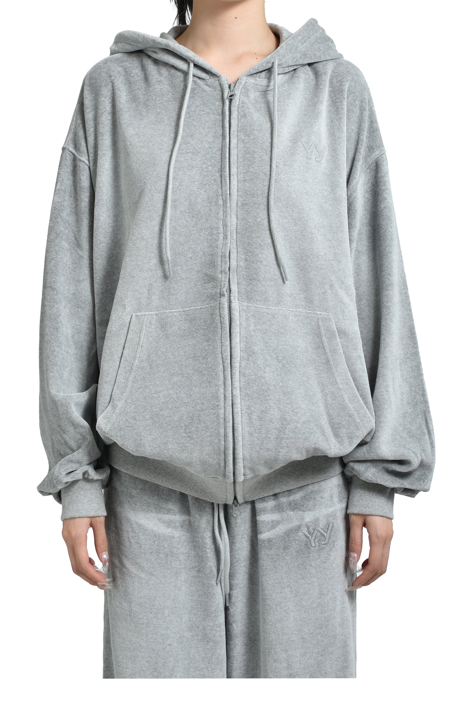 OPEN YY オープン ワイワイ FW25 VELOUR BOX HOODIE / GRY - NUBIAN