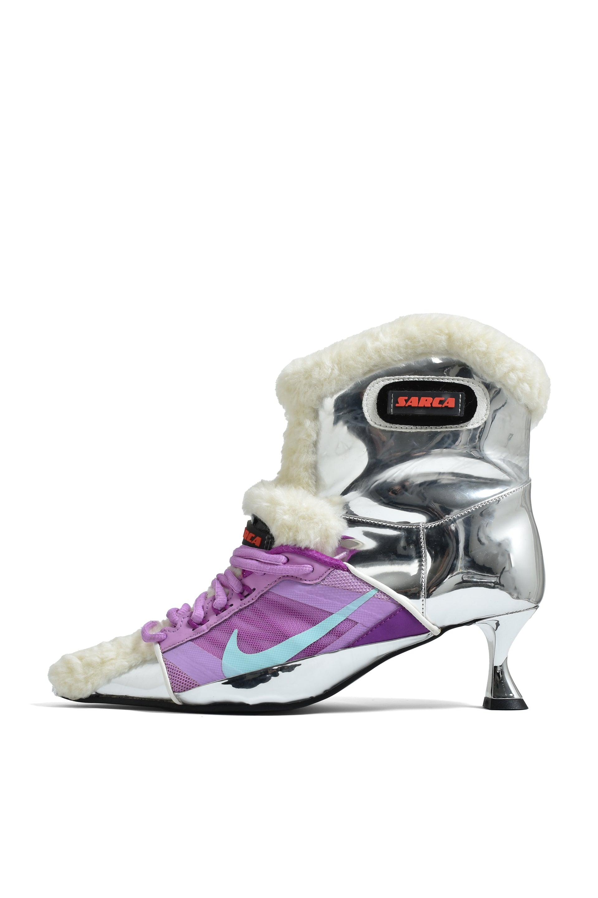 TEDDY KITTEN HEEL BOOTS SILVER(Exclusive) / SIL 