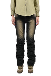 LOOSED LEG DENIM PANTS / BLK