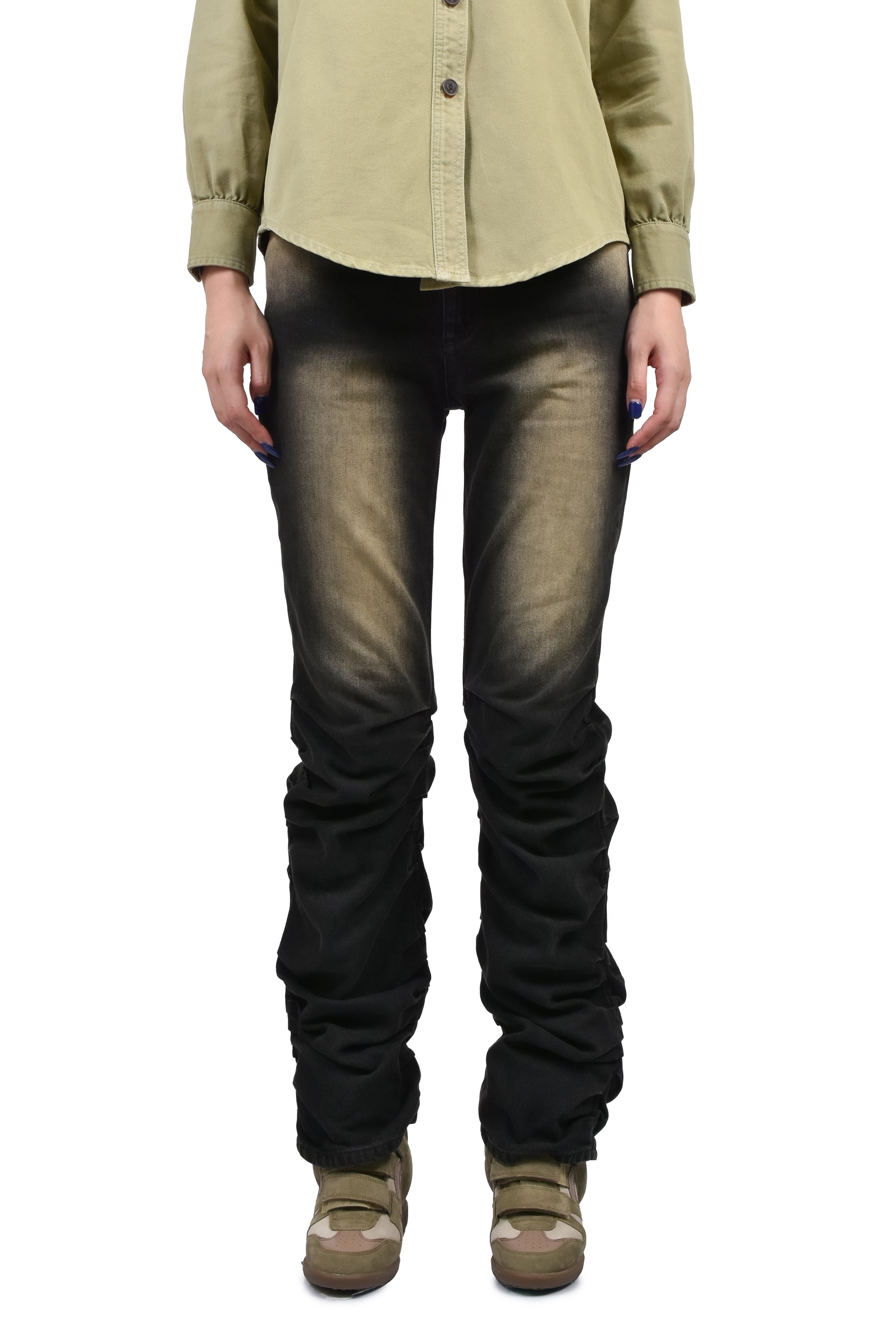 LOOSED LEG DENIM PANTS / BLK