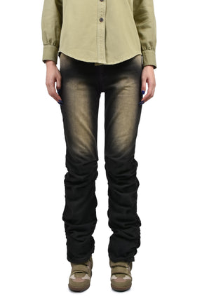 LOOSED LEG DENIM PANTS / BLK
