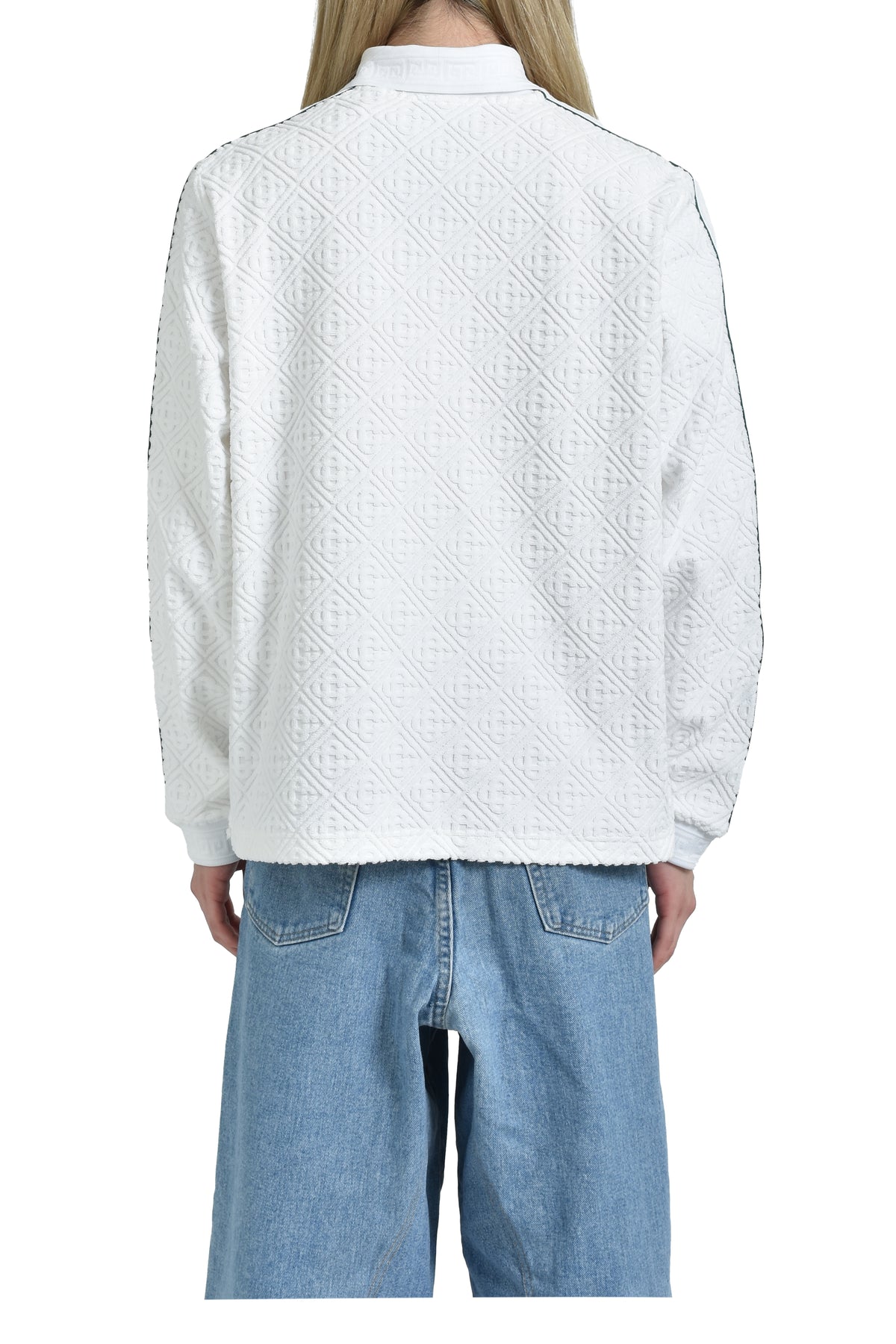 MENS JACQUARD MONOGRAM TOWELLING SHIRT / WHT