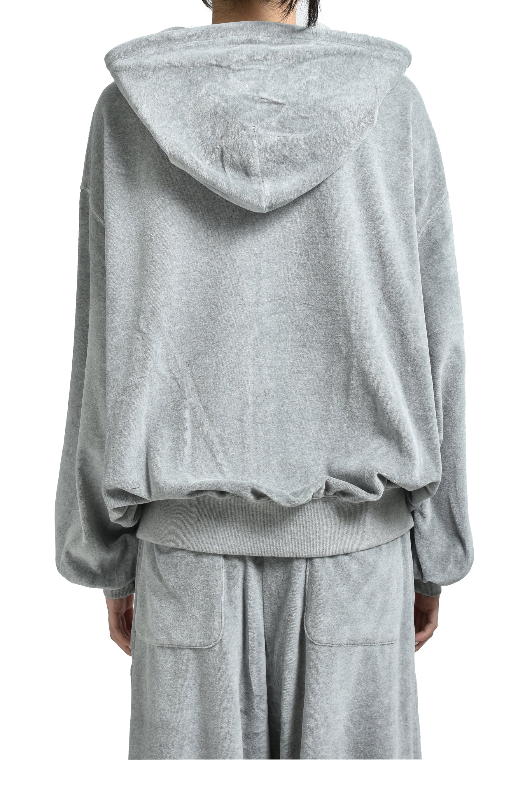 VELOUR BOX HOODIE / GRY
