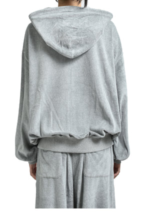 VELOUR BOX HOODIE / GRY
