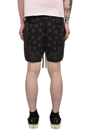 PAISLEY KNIT SHORTS / BLK