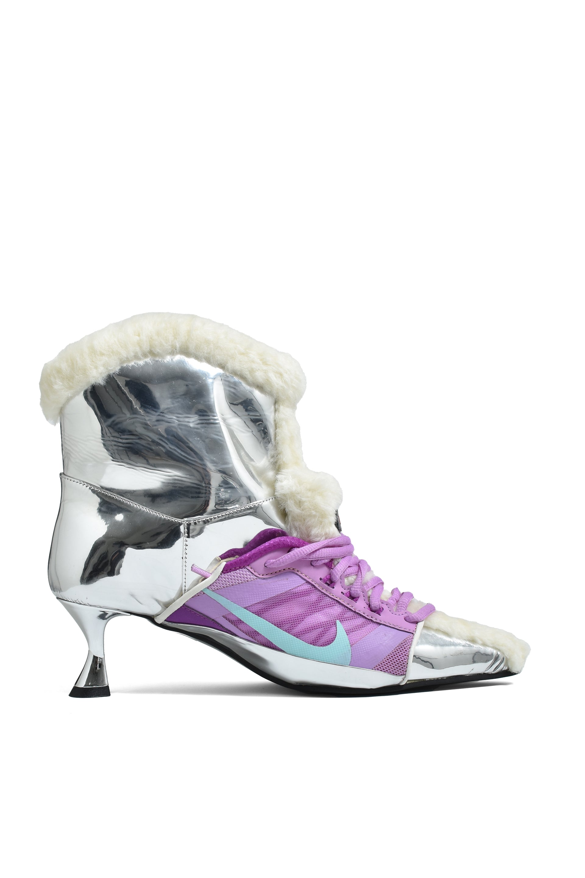 TEDDY KITTEN HEEL BOOTS SILVER(Exclusive) / SIL 