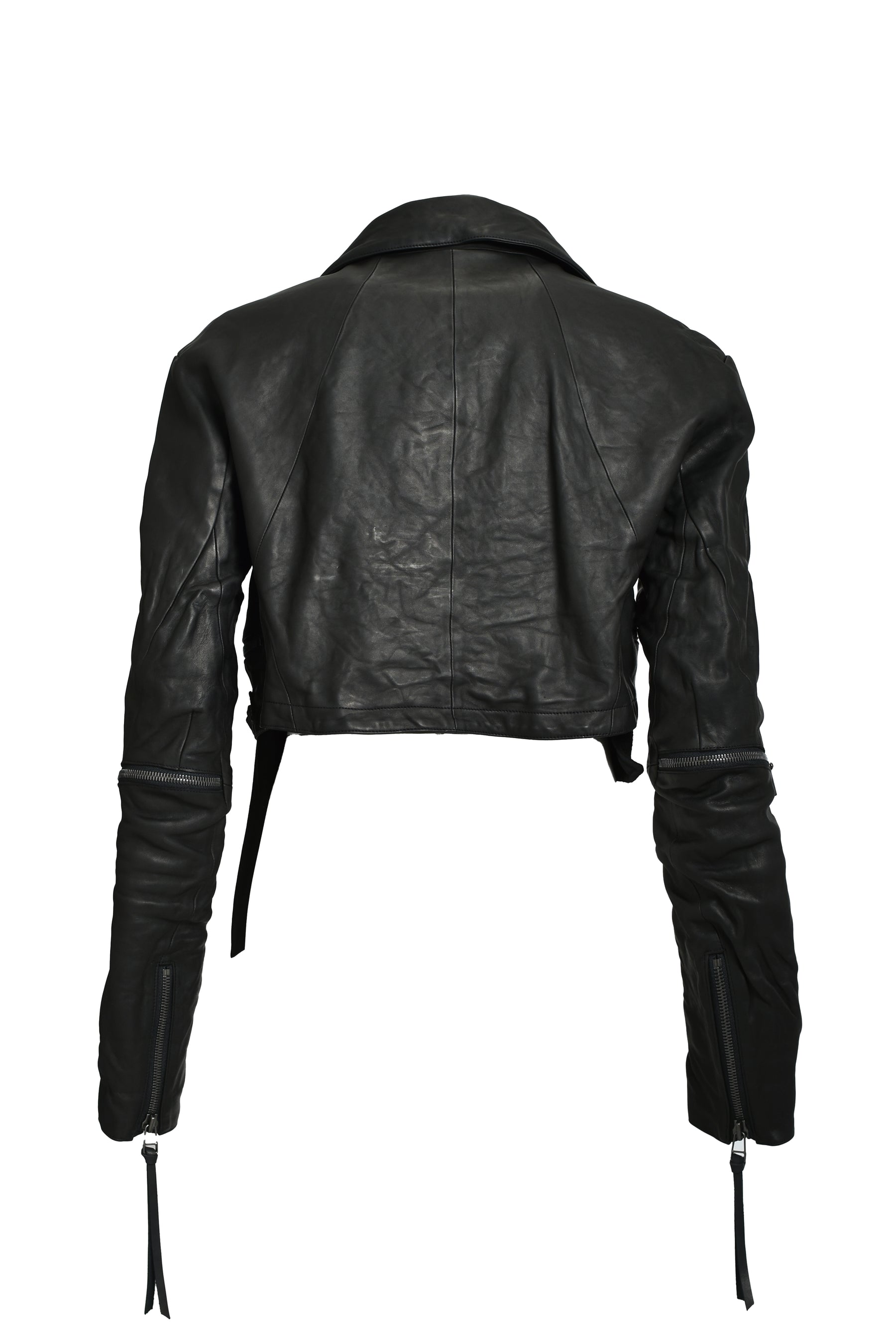 HORSE LEATHER CROPPED W RIDERS JACKET / BLK