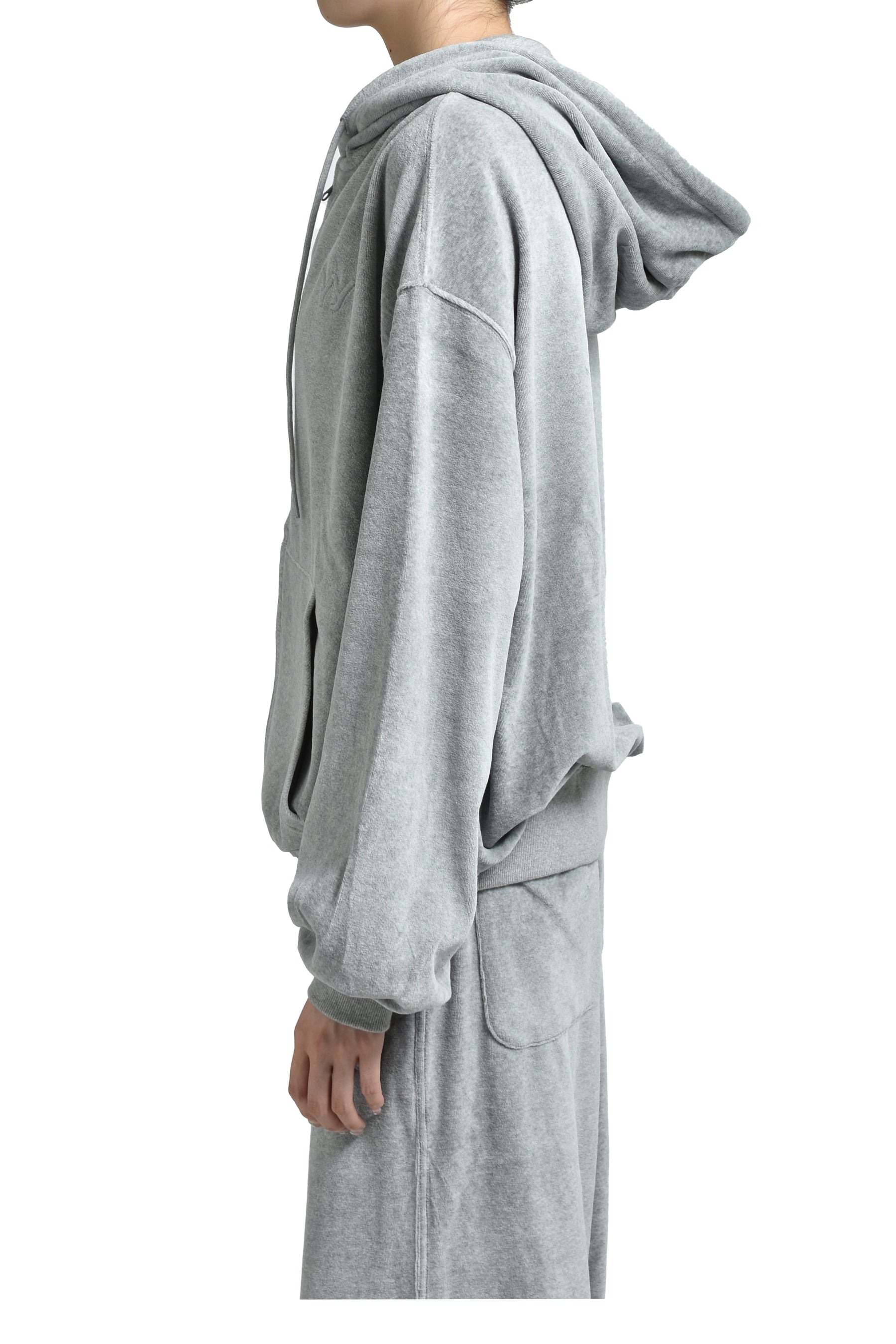 VELOUR BOX HOODIE / GRY