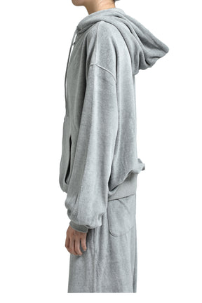VELOUR BOX HOODIE / GRY