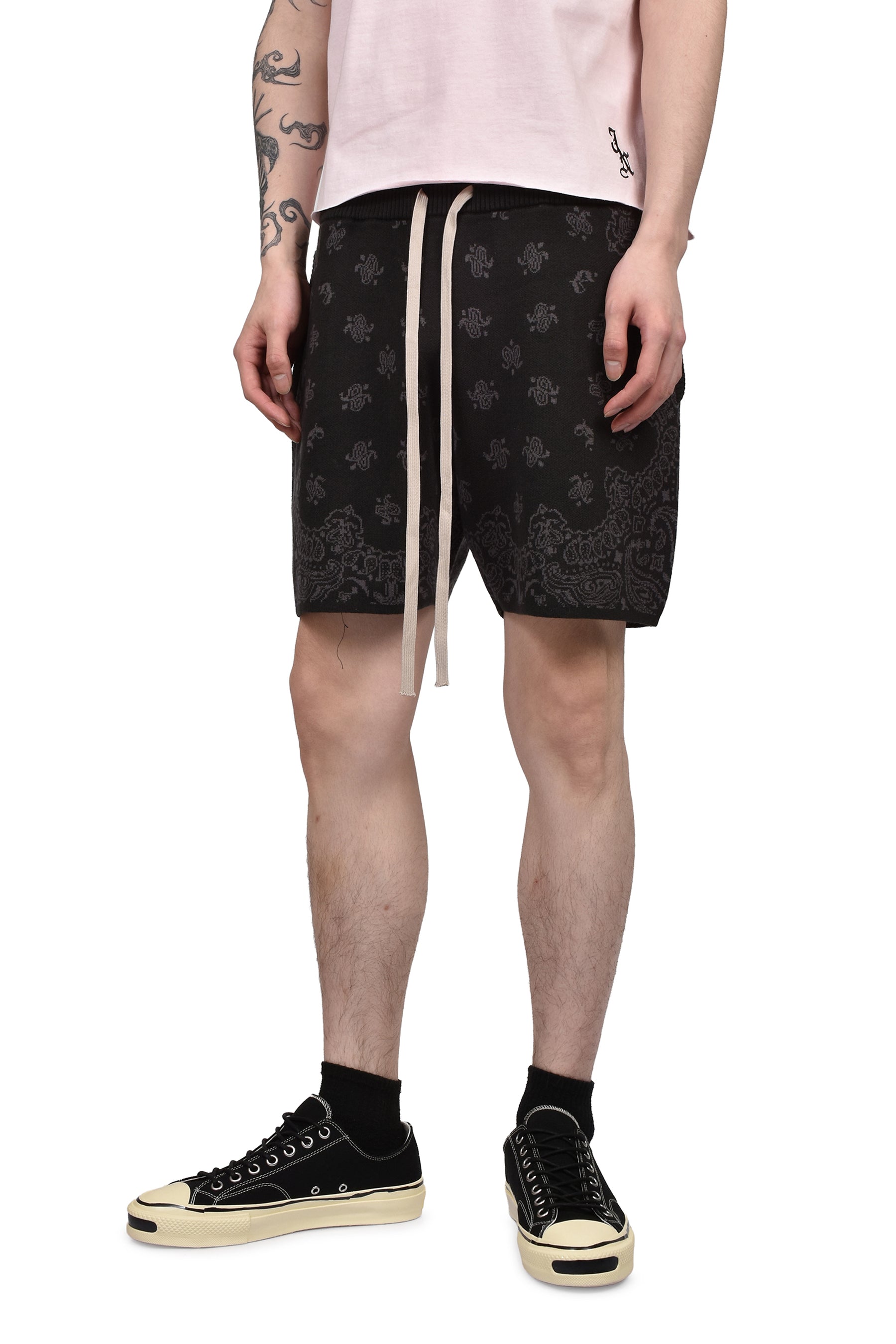 PAISLEY KNIT SHORTS / BLK
