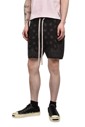 PAISLEY KNIT SHORTS / BLK