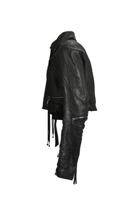 HORSE LEATHER CROPPED W RIDERS JACKET / BLK