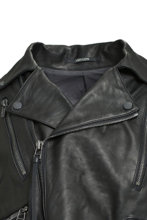 HORSE LEATHER CROPPED W RIDERS JACKET / BLK