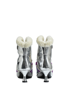 TEDDY KITTEN HEEL BOOTS SILVER(Exclusive) / SIL
