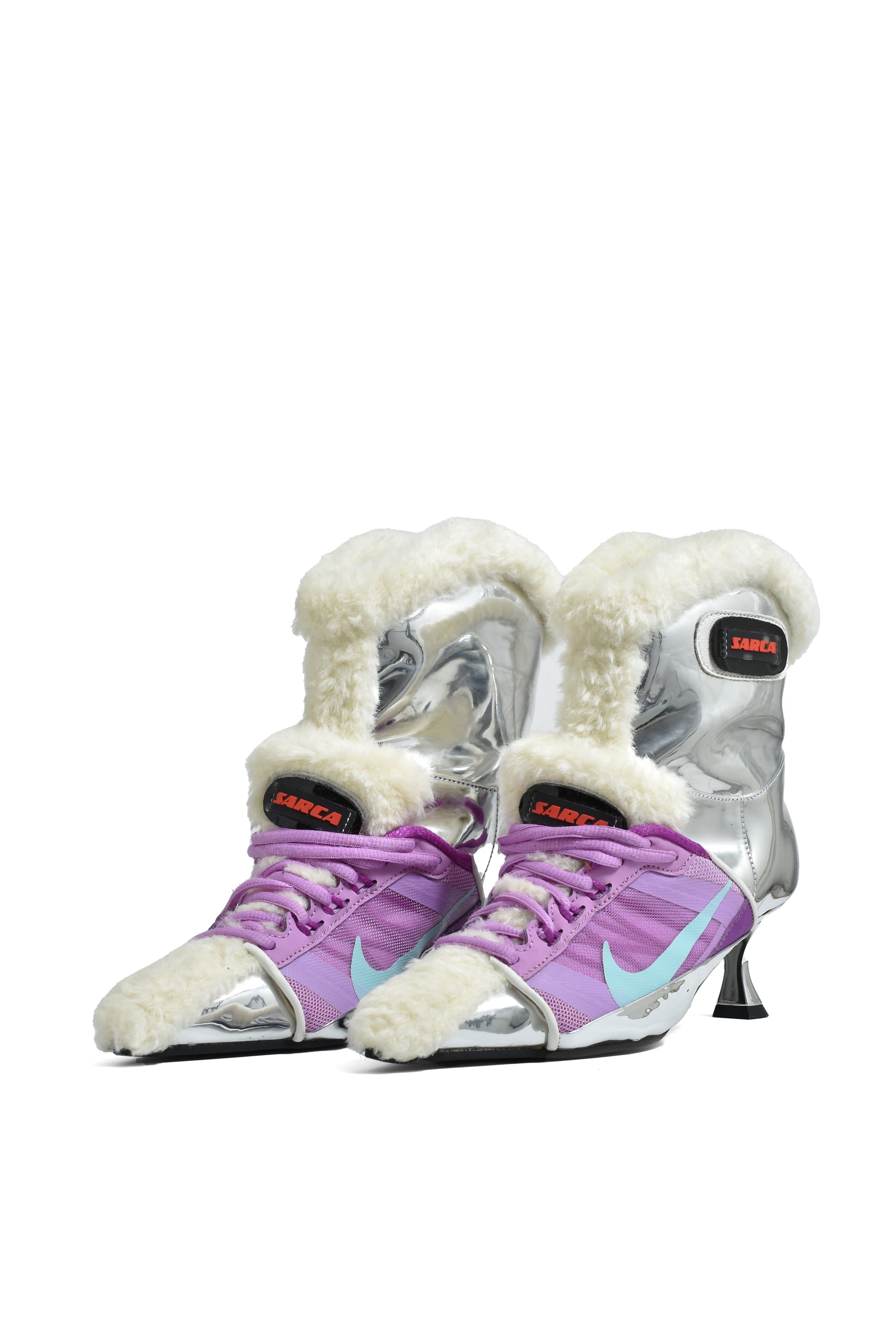 TEDDY KITTEN HEEL BOOTS SILVER(Exclusive) / SIL