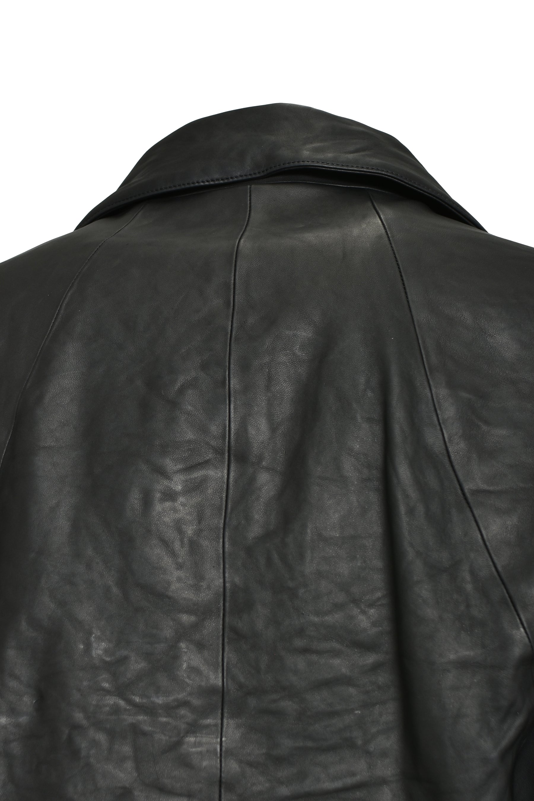 HORSE LEATHER CROPPED W RIDERS JACKET / BLK