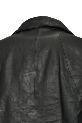 HORSE LEATHER CROPPED W RIDERS JACKET / BLK