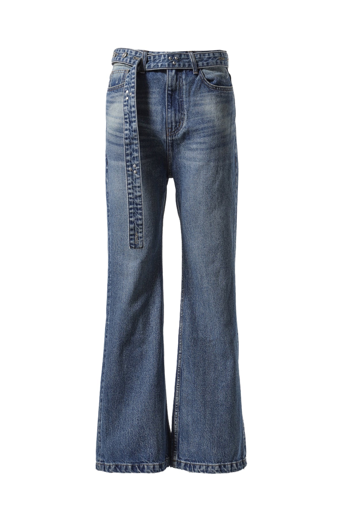 BELTED LOOSE BOOTCUT JEAN / BLUE BLU