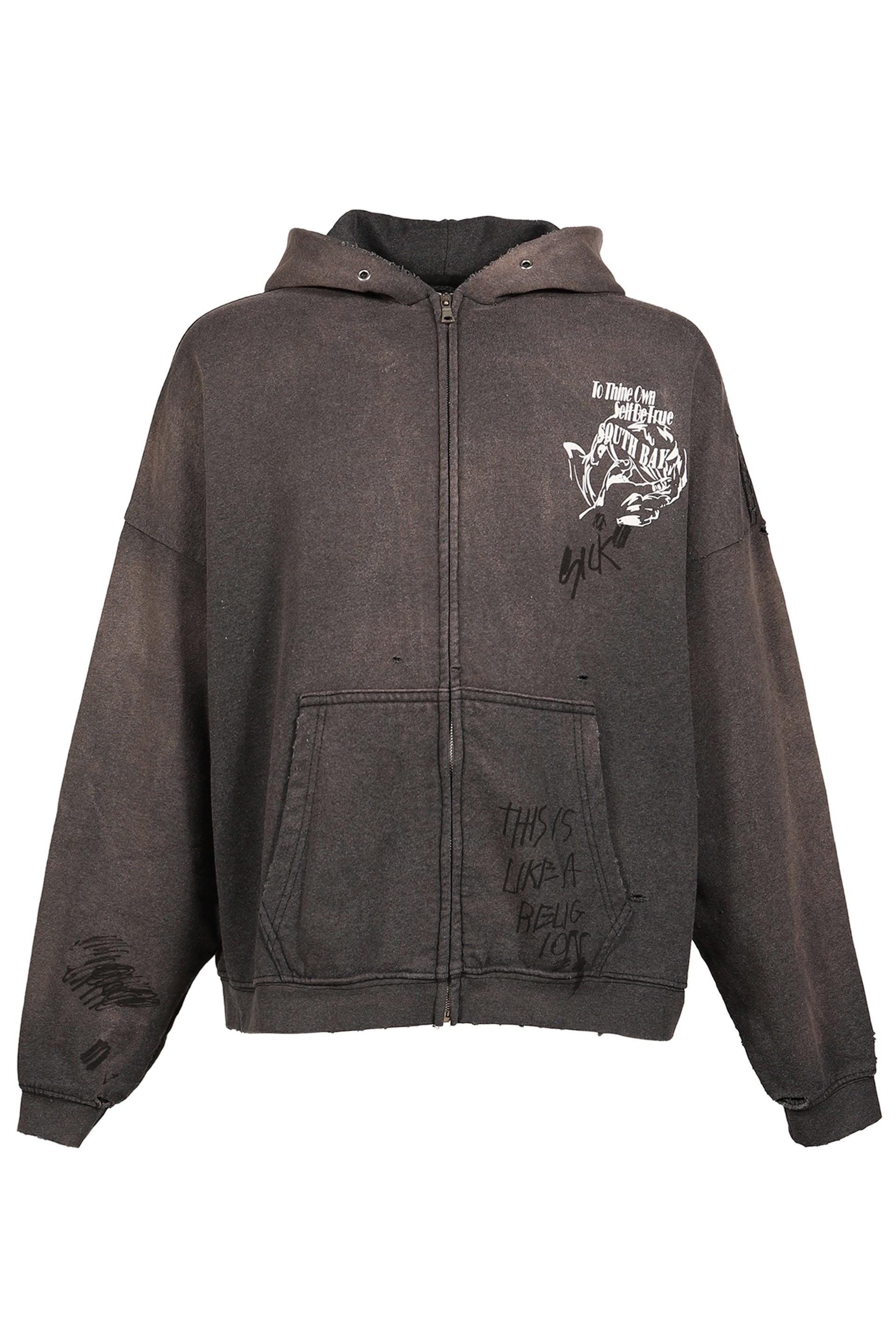 CARRYING THE MESSAGE ZIP HOODED SWEATSHIRT / BLK