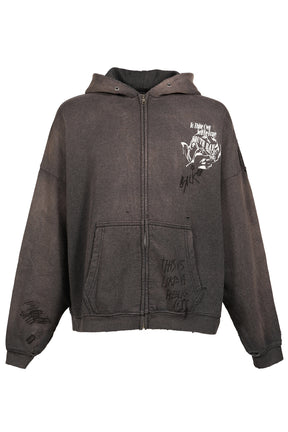 CARRYING THE MESSAGE ZIP HOODED SWEATSHIRT / BLK