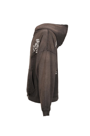 CARRYING THE MESSAGE ZIP HOODED SWEATSHIRT / BLK